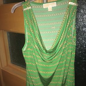 Size M Michael Kors green with gold chains top!
